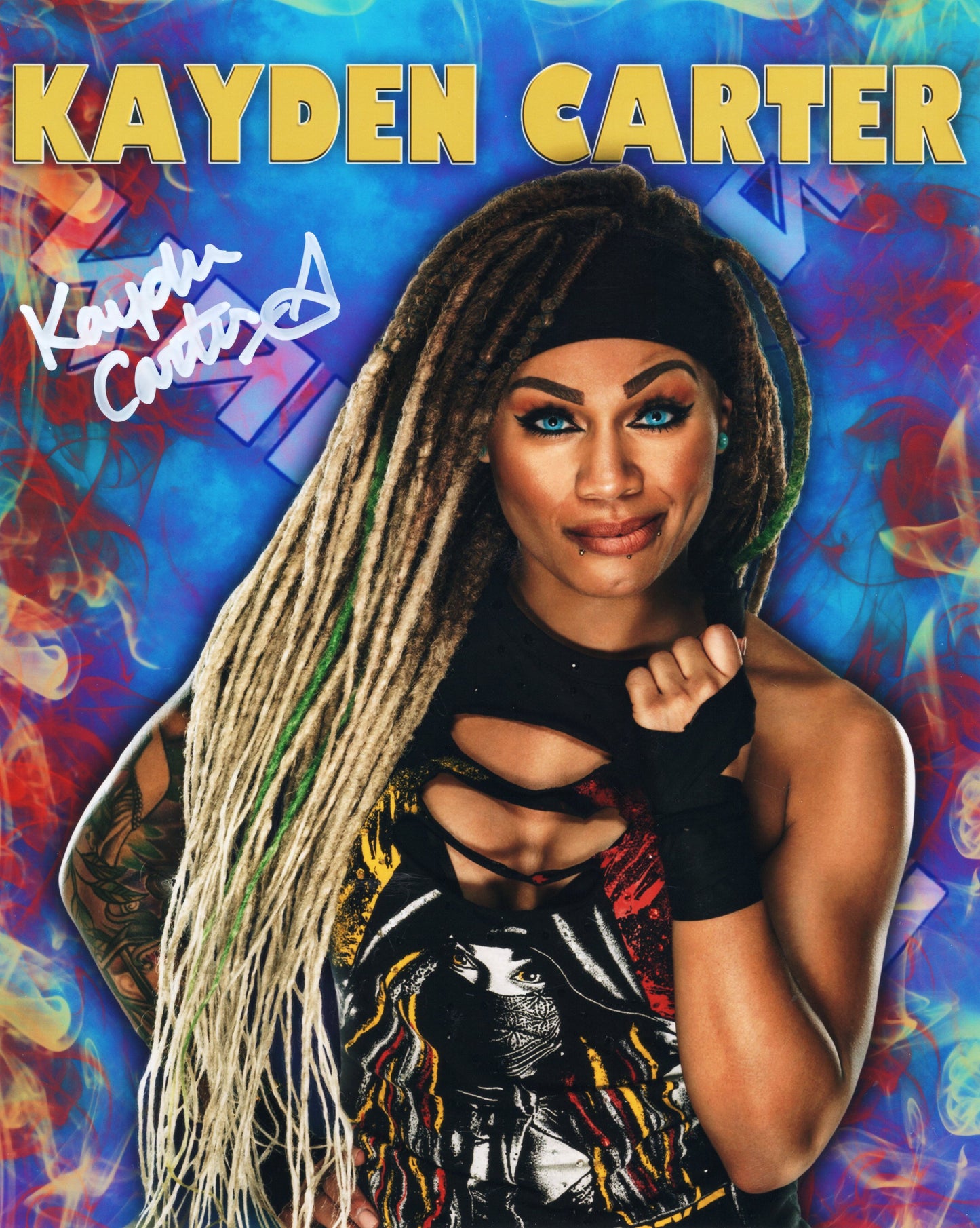 Kayden Carter (metallic 8x10) funhouse photo signed auto autographed WWE