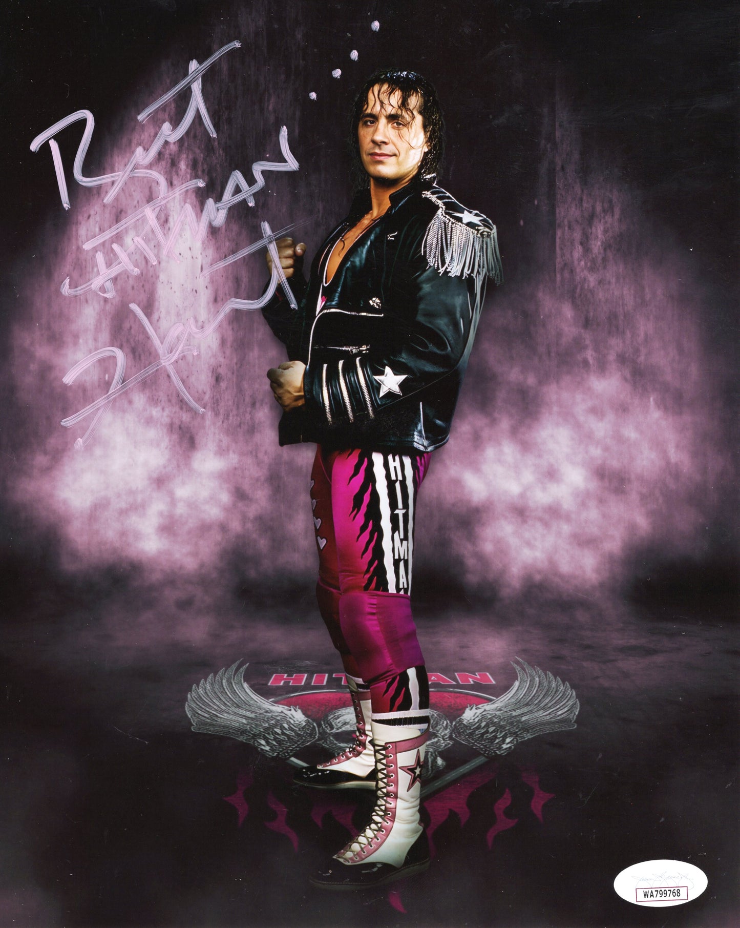 Bret Hart (8x10 Metallic) JSA COA WWF WCW photo signed auto