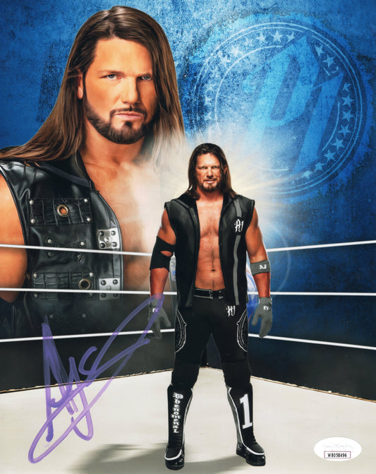 AJ Styles Funhouse (metallic 8x10) JSA WWE TNA NJPW photo signed