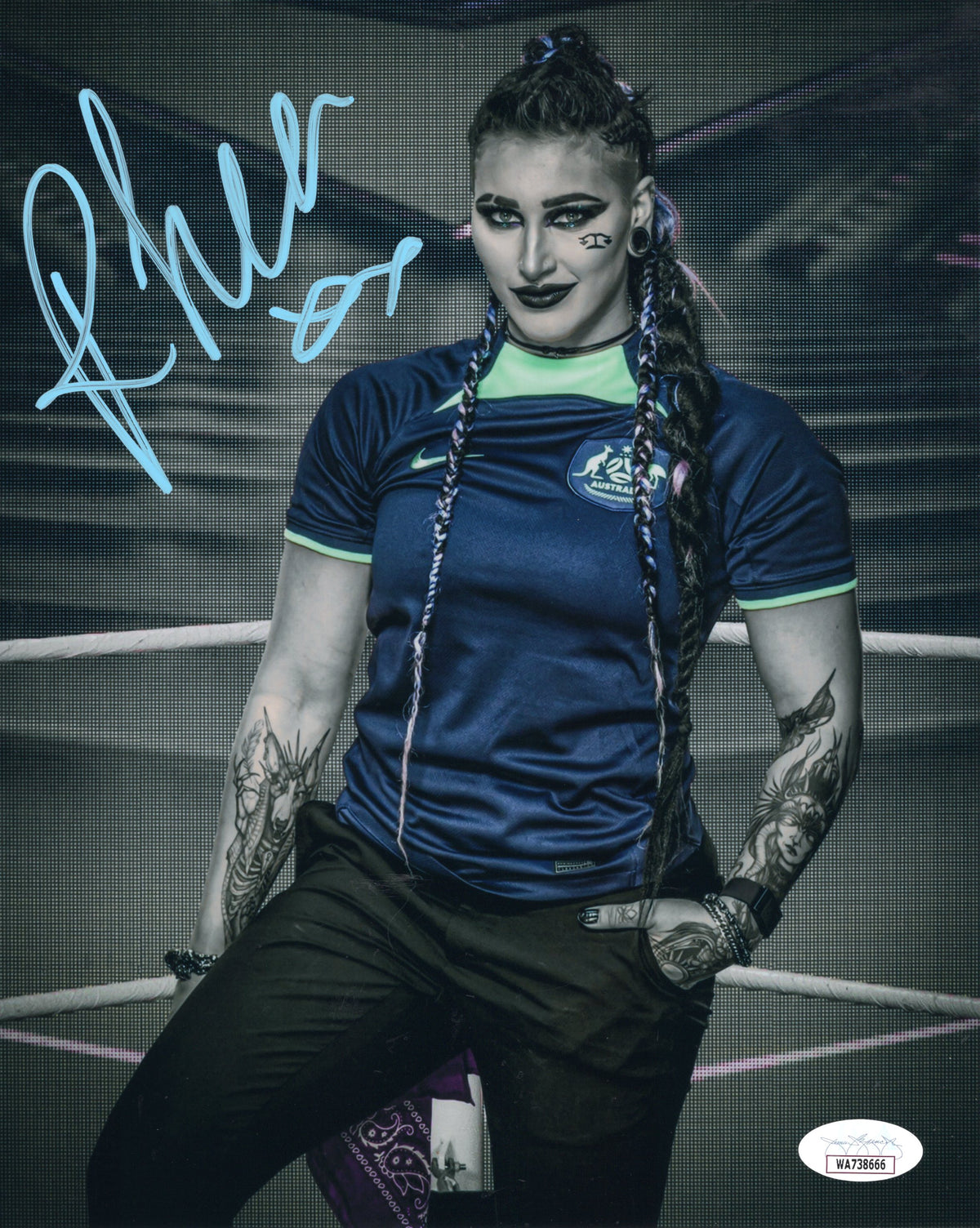 Signed Rhea Ripley Rhea Ripley (8x10 metallic) jsa Funhouse MAMI photo signed auto autogr ...