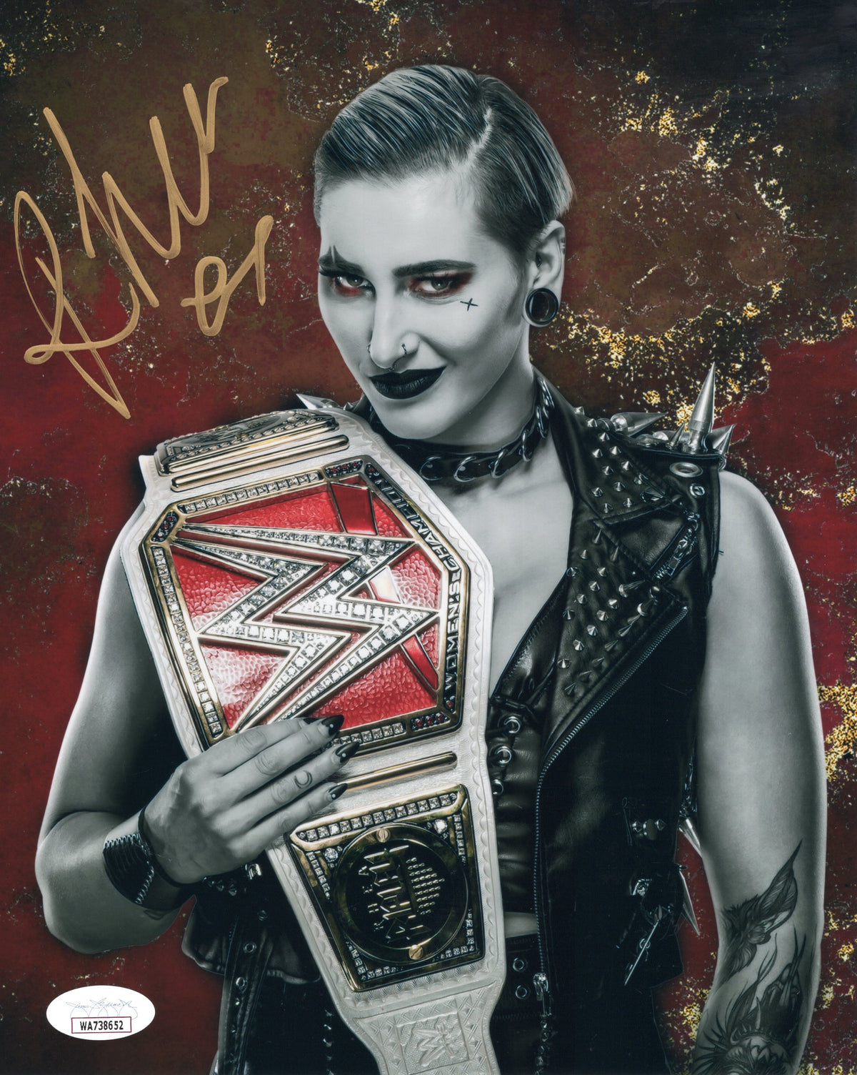 Signed Rhea Ripley Rhea Ripley (8x10 metallic) jsa Funhouse MAMI photo signed auto autogr ...