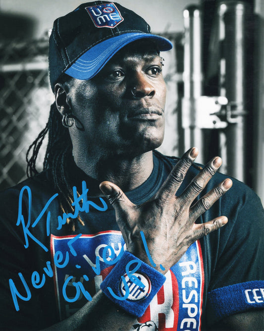 R Truth inscribed (8x10) funhouse metallic photo signed auto autographed WWE inscribed