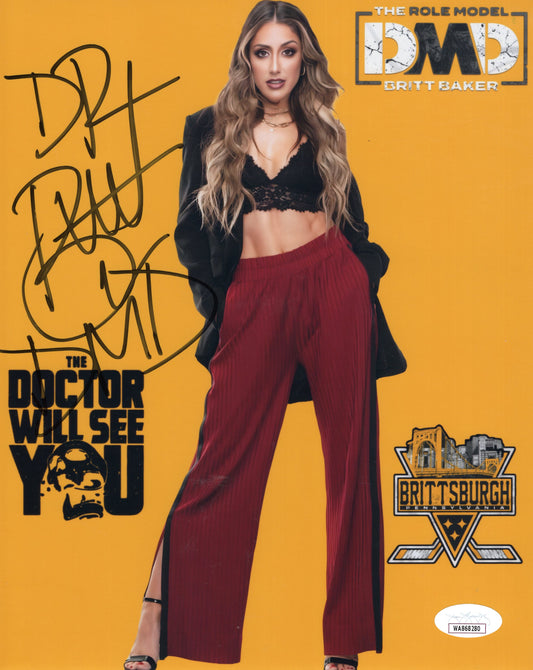 Britt baker (metallic 8x10) Funhouse photo signed auto autographed AEW JSA