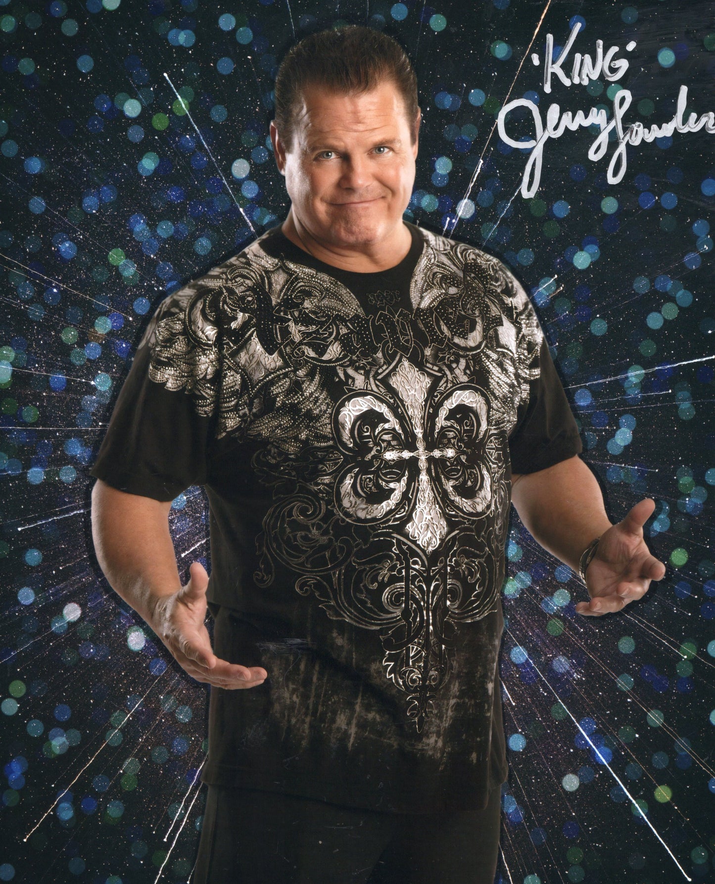 King Jerry Lawler (8x10 metallic) Funhouse photo signed auto autographed WWE ECW