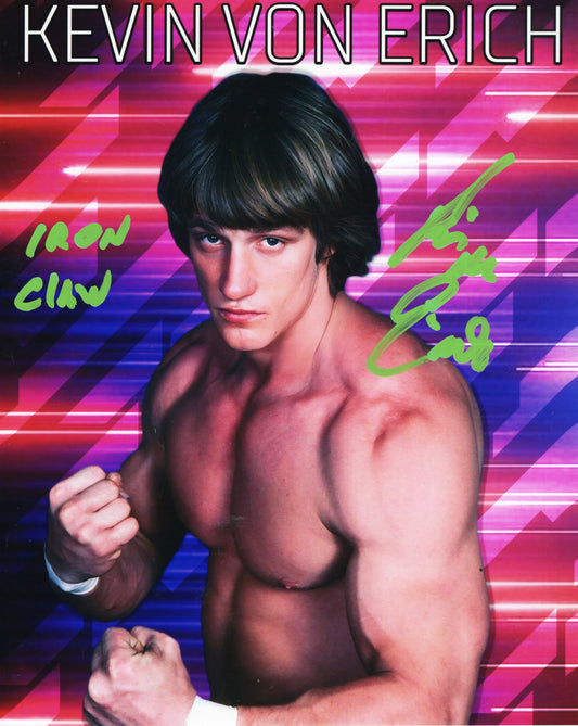 Kevin Von Erich (metallic 8x10) signed autographed photo funhouse WWF WCCW NWA