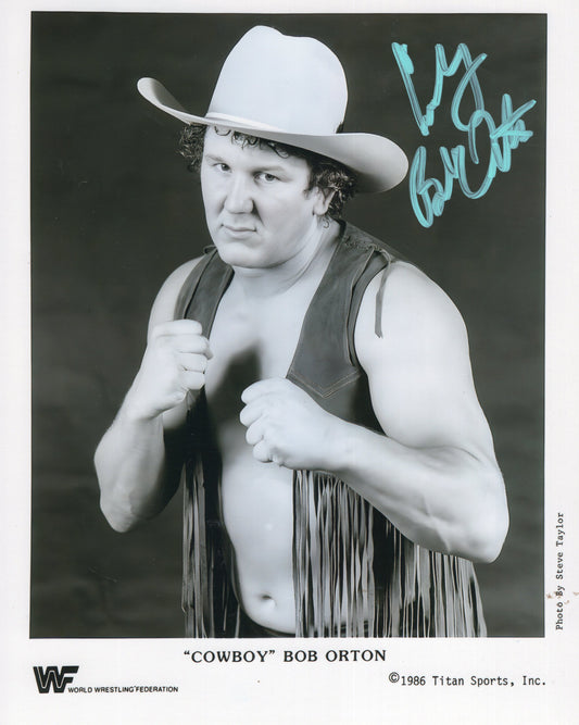 Cowboy Bob Orton (metallic 8x10) signed autographed photo funhouse WWF