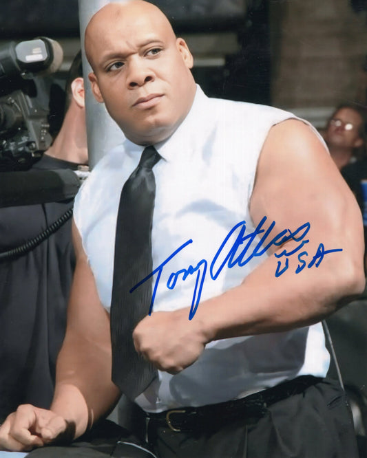 Tony Atlas (metallic 8x10) signed autographed photo funhouse WWF