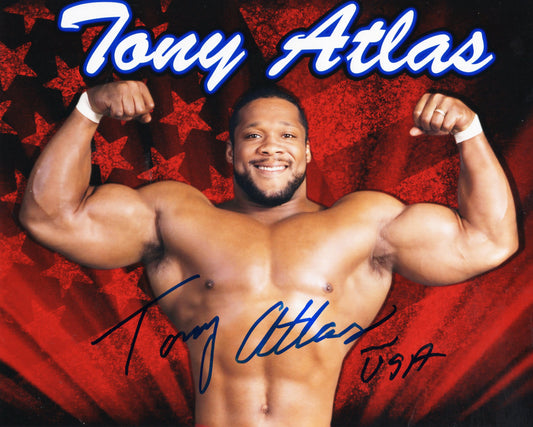 Tony Atlas (metallic 8x10) signed autographed photo funhouse WWF