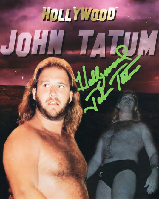 Hollywood John Tatum (metallic 8x10) signed autographed photo funhouse USWA WCCW