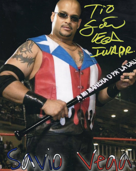 Savio Vega (metallic 8x10) signed autographed photo funhouse WWF