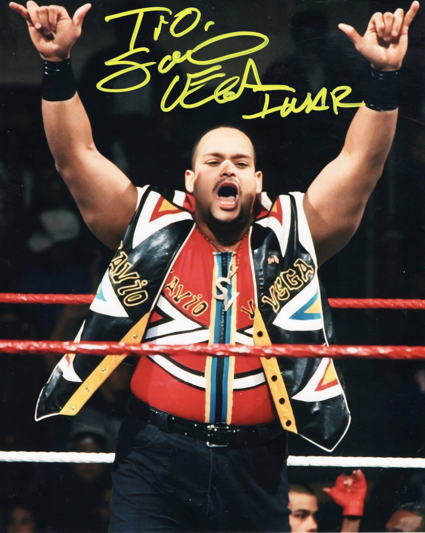 Savio Vega (metallic 8x10) signed autographed photo funhouse WWF