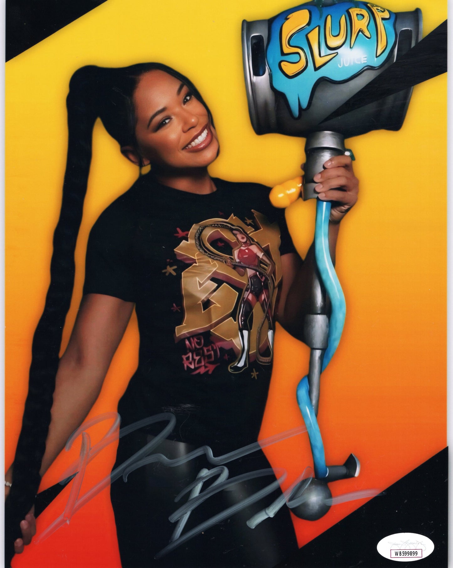 Bianca Belair (metallic 8x10) FUNHOUSE WWE autographed signed JSA COA