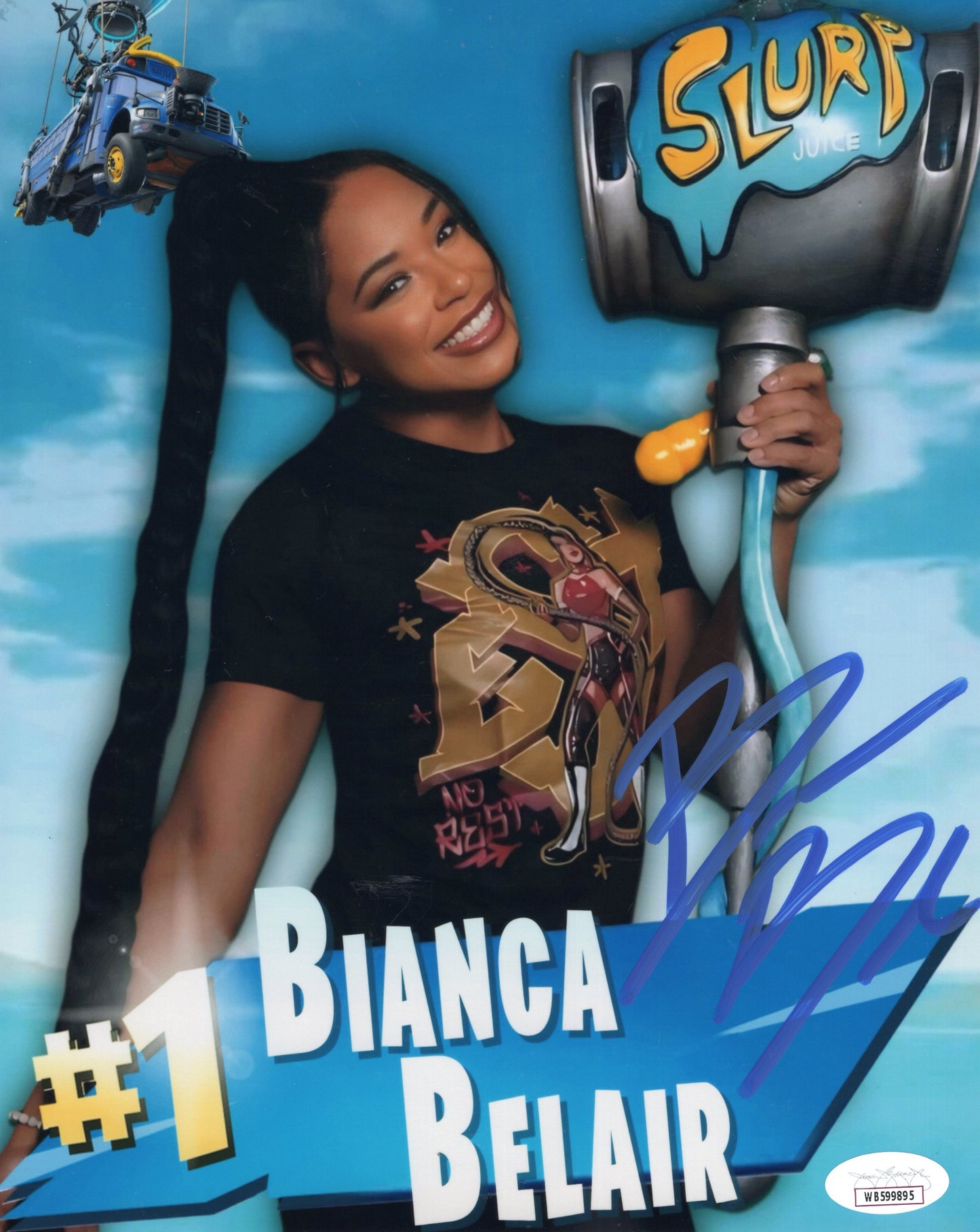 Bianca Belair (metallic 8x10) FUNHOUSE WWE autographed signed JSA COA