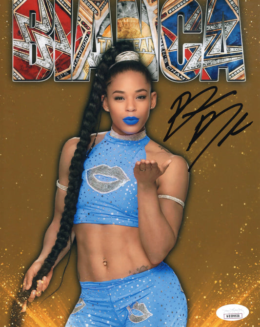 Bianca Belair (metallic 8x10) FUNHOUSE WWE autographed signed JSA COA