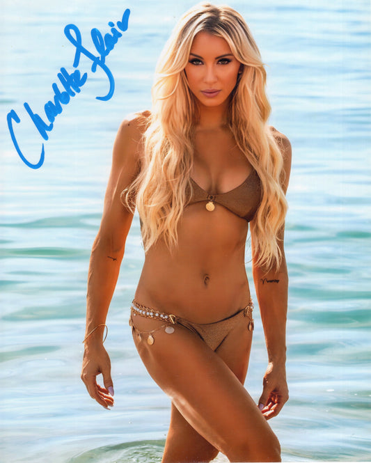 Charlotte Flair (8x10 metallic) FULL SIGNATURE photo signed autographed WWE