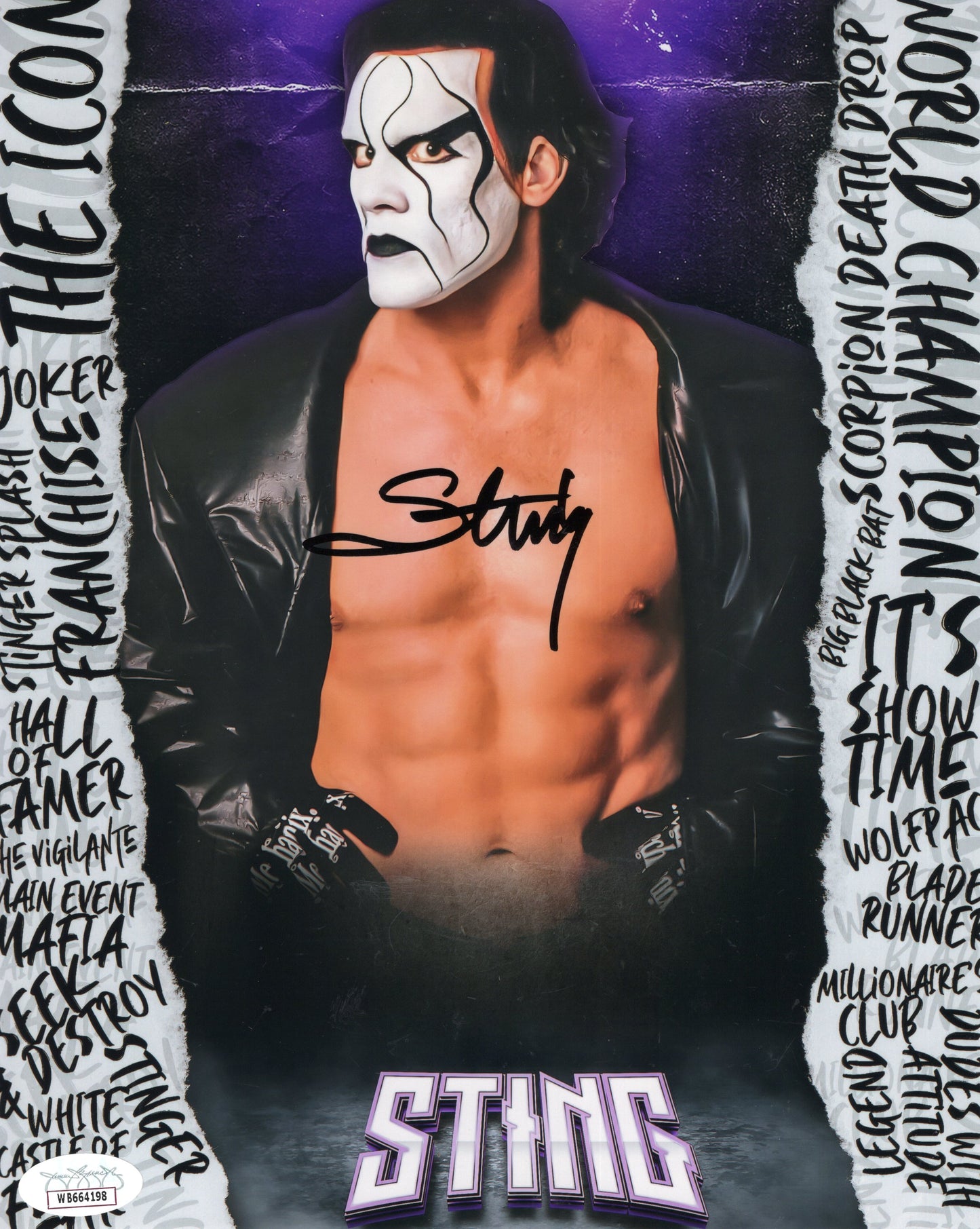 Sting (metallic 8x10) WCW WWE TNA NWO NWA photo signed auto autographed JSA