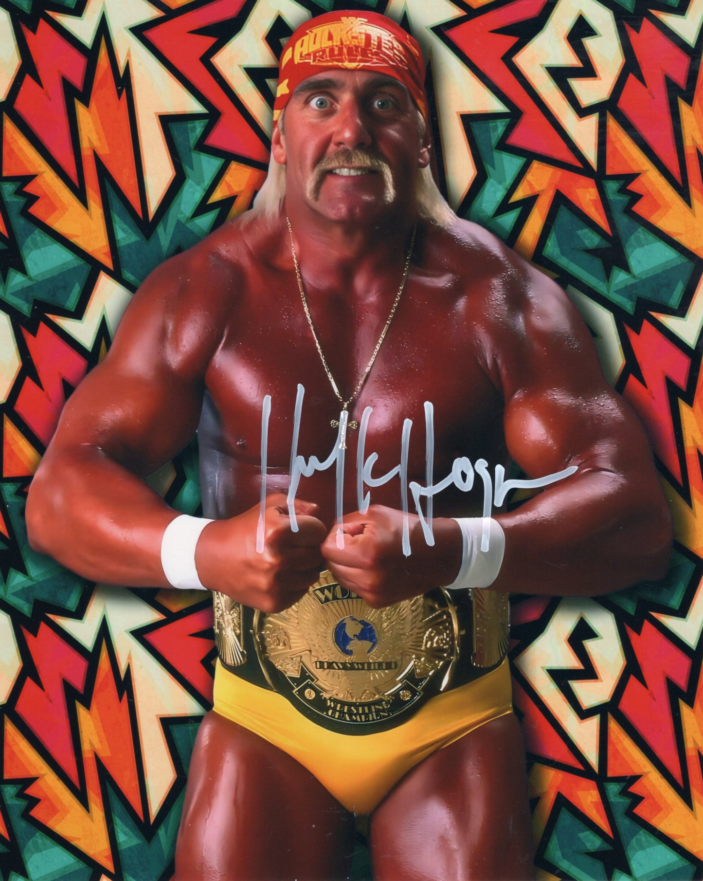 Hulk Hogan (metallic 8x10) photo Beach Shop COA WWF WCW signed autographed