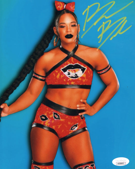 Bianca Belair (metallic 8x10) FUNHOUSE WWE autographed signed JSA COA