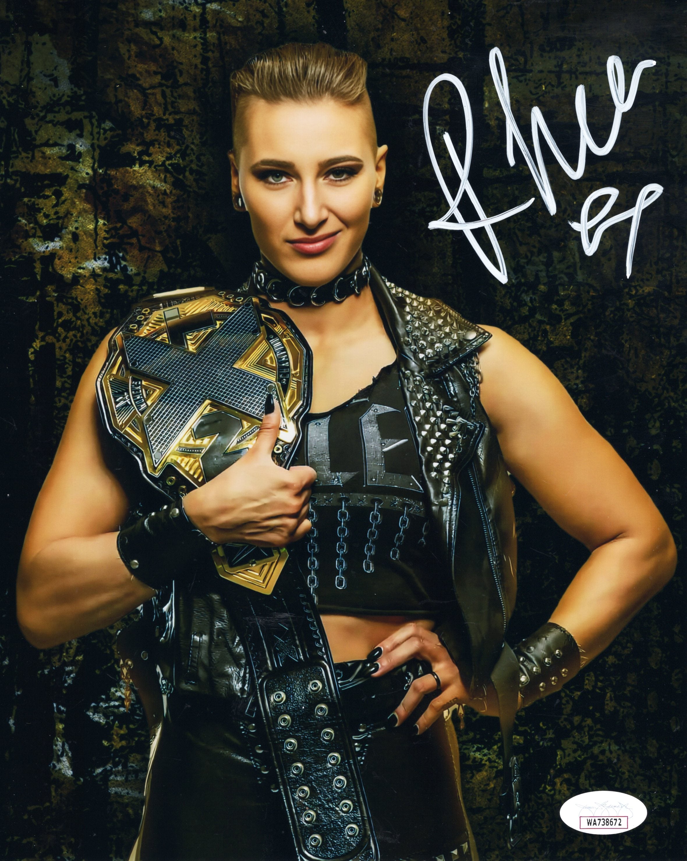 Signed Rhea Ripley Rhea Ripley (8x10 metallic) jsa Funhouse MAMI photo signed auto autogr ...