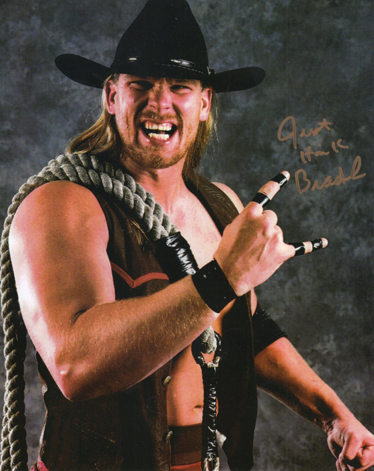 Justin Hawk Bradshaw RARE signed (8x10) photo AEW TNA WWE WWF auto autographed