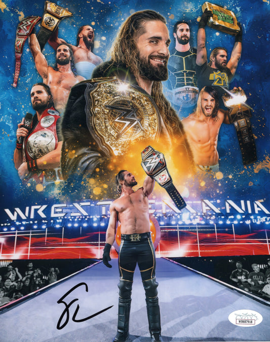 Seth Rollins (metallic 8x10 photo) JSA COA FUNHOUSE METALLIC WWE autographed