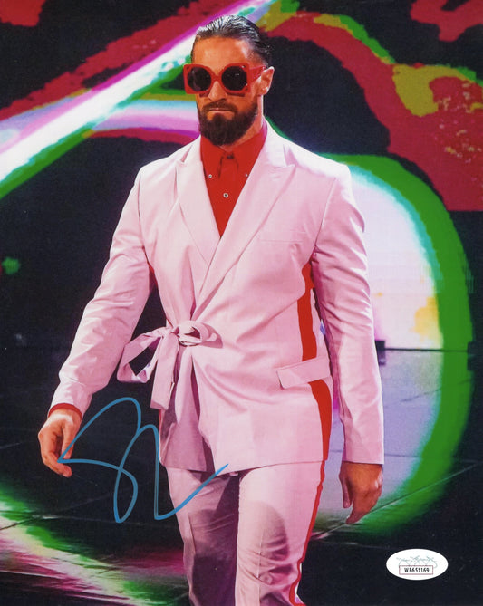 Seth Rollins (metallic 8x10 photo) JSA COA FUNHOUSE METALLIC WWE autographed