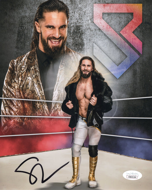 Seth Rollins (metallic 8x10 photo) JSA COA FUNHOUSE METALLIC WWE autographed