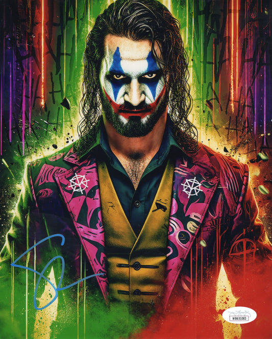 Seth Rollins (metallic 8x10 photo) JSA COA FUNHOUSE METALLIC WWE autographed