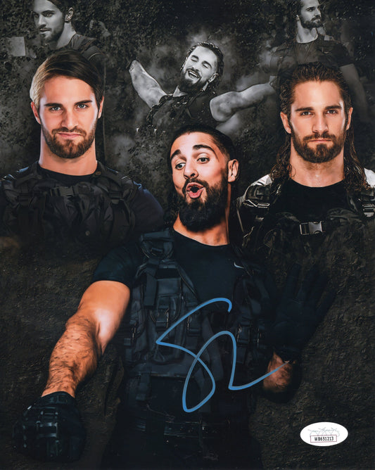 Seth Rollins (metallic 8x10 photo) JSA COA FUNHOUSE METALLIC WWE autographed