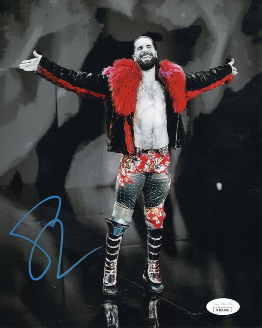 Seth Rollins (metallic 8x10 photo) JSA COA FUNHOUSE METALLIC WWE autographed