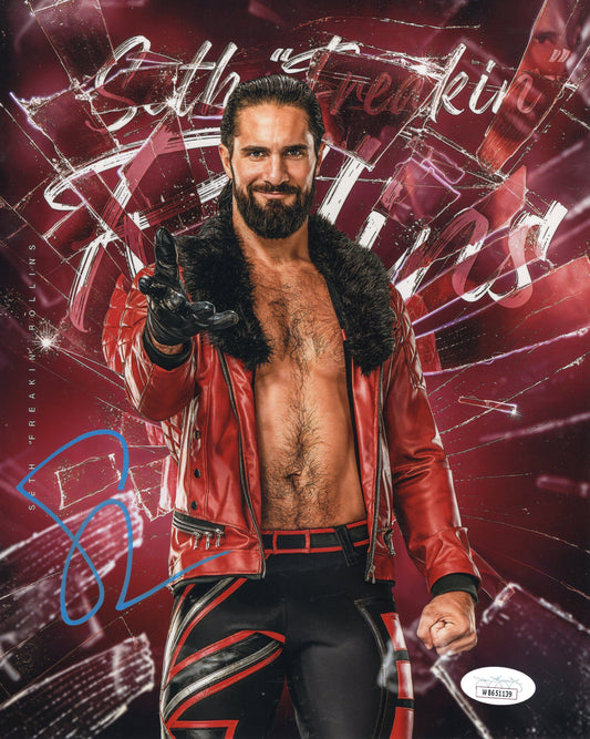 Seth Rollins (metallic 8x10 photo) JSA COA FUNHOUSE METALLIC WWE autographed