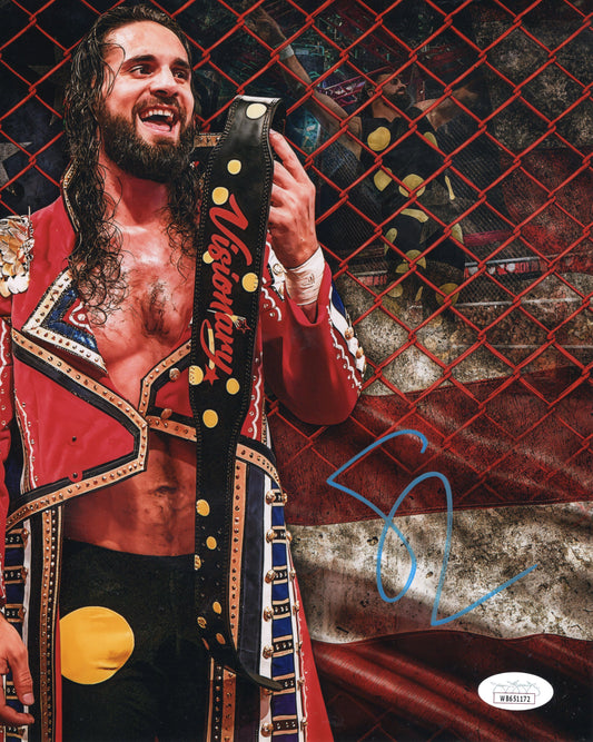 Seth Rollins (metallic 8x10 photo) JSA COA FUNHOUSE METALLIC WWE autographed