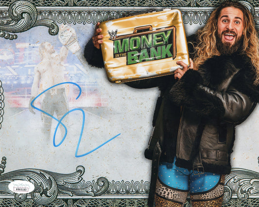 Seth Rollins (metallic 8x10 photo) JSA COA FUNHOUSE METALLIC WWE autographed