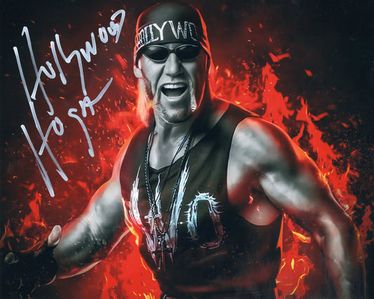 Hollywood Hulk Hogan (metallic 8x10) photo Beach Shop COA WWF WCW signed autographed