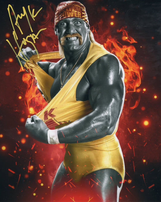 Hulk Hogan (metallic 8x10) photo Beach Shop COA WWF WCW signed autographed