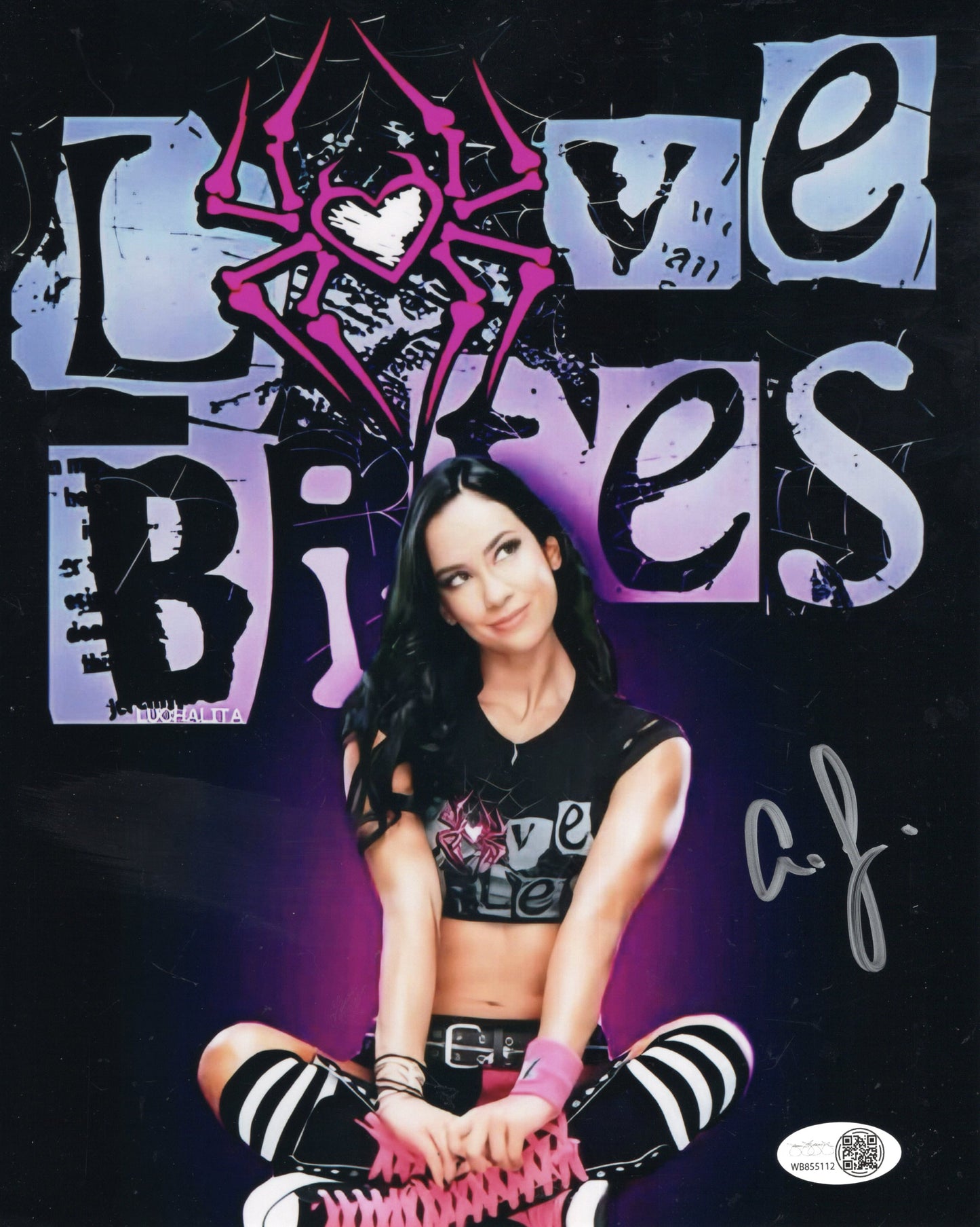 AJ Lee (metallic 8x10) Autograph signed Photo jsa WWE funhouse Sexy auto
