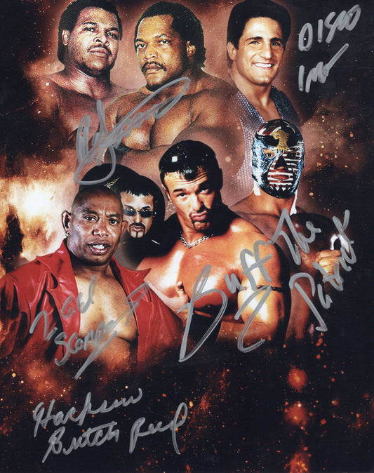 WCW Multi signed piece Patriot Doom Disco Scorpio (8x10) photo WCW auto autographed