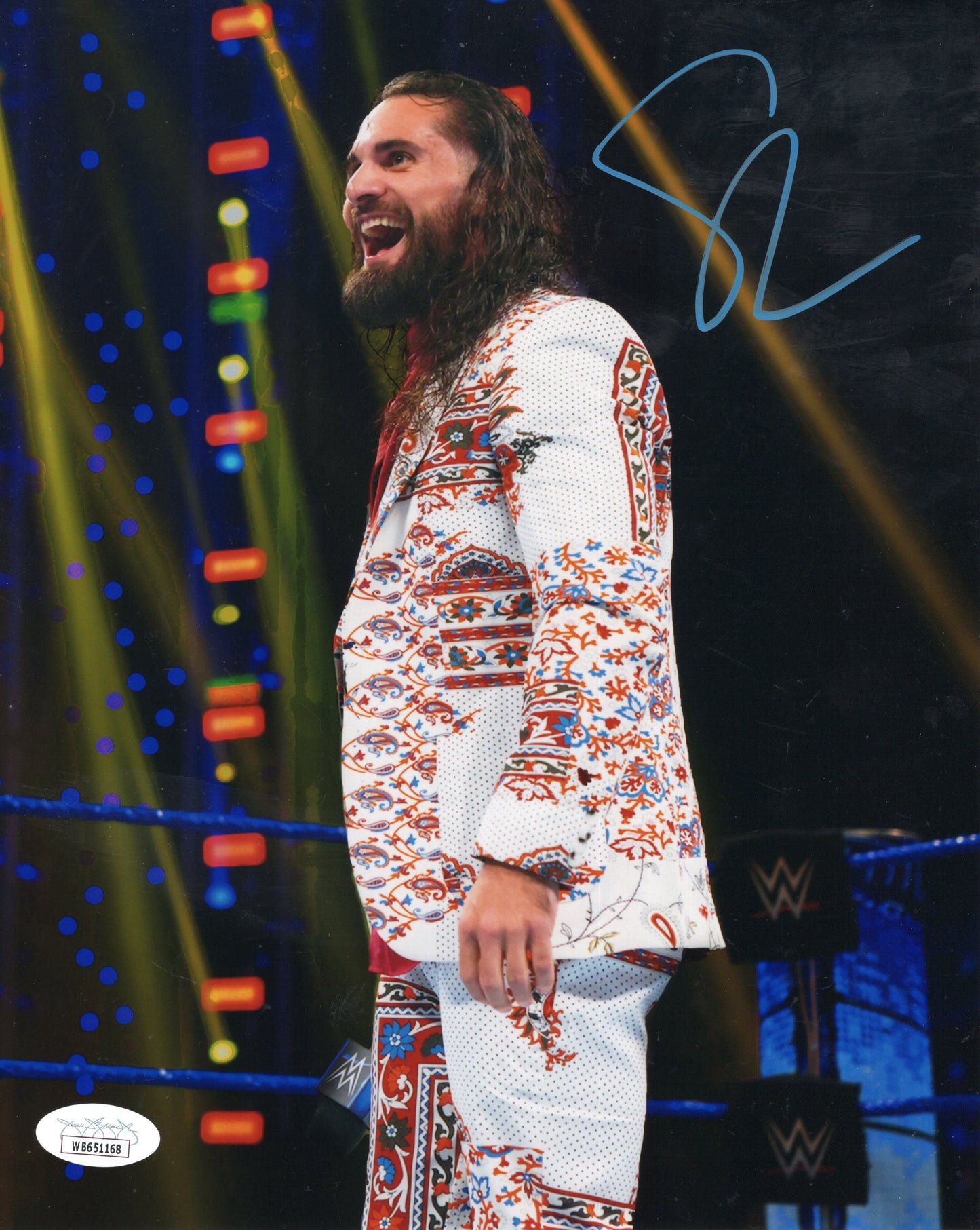 Seth Rollins (metallic 8x10 photo) JSA COA FUNHOUSE METALLIC WWE autographed