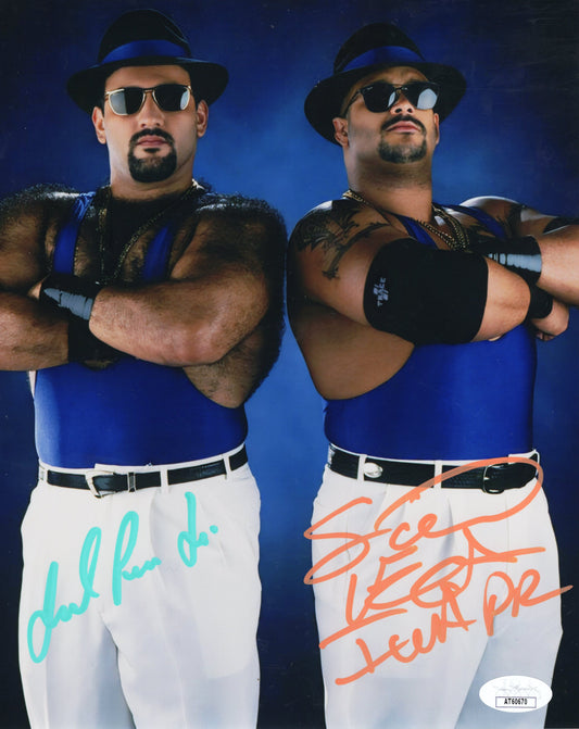 los borricuas Savio Vega Miguel Perez (8x10 metallic) JSA COA funhouse WWF photo signed auto autographed