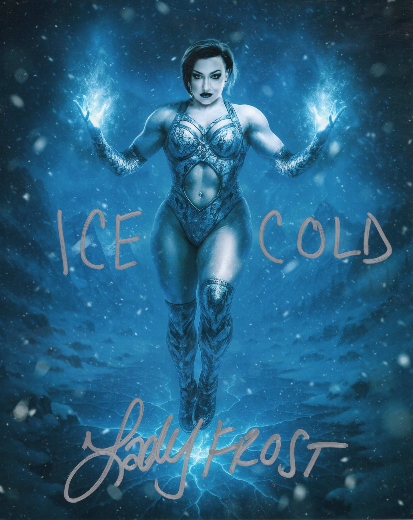 Lady Frost inscribed (metallic 8x10) AEW photo signed autographed