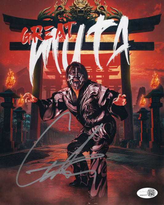 The Great Muta (metallic 8x10) AEW photo signed auto autographed NJPW JSA COA
