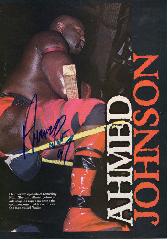Ahmed Johnson WWF  (magazine page) signed autographed