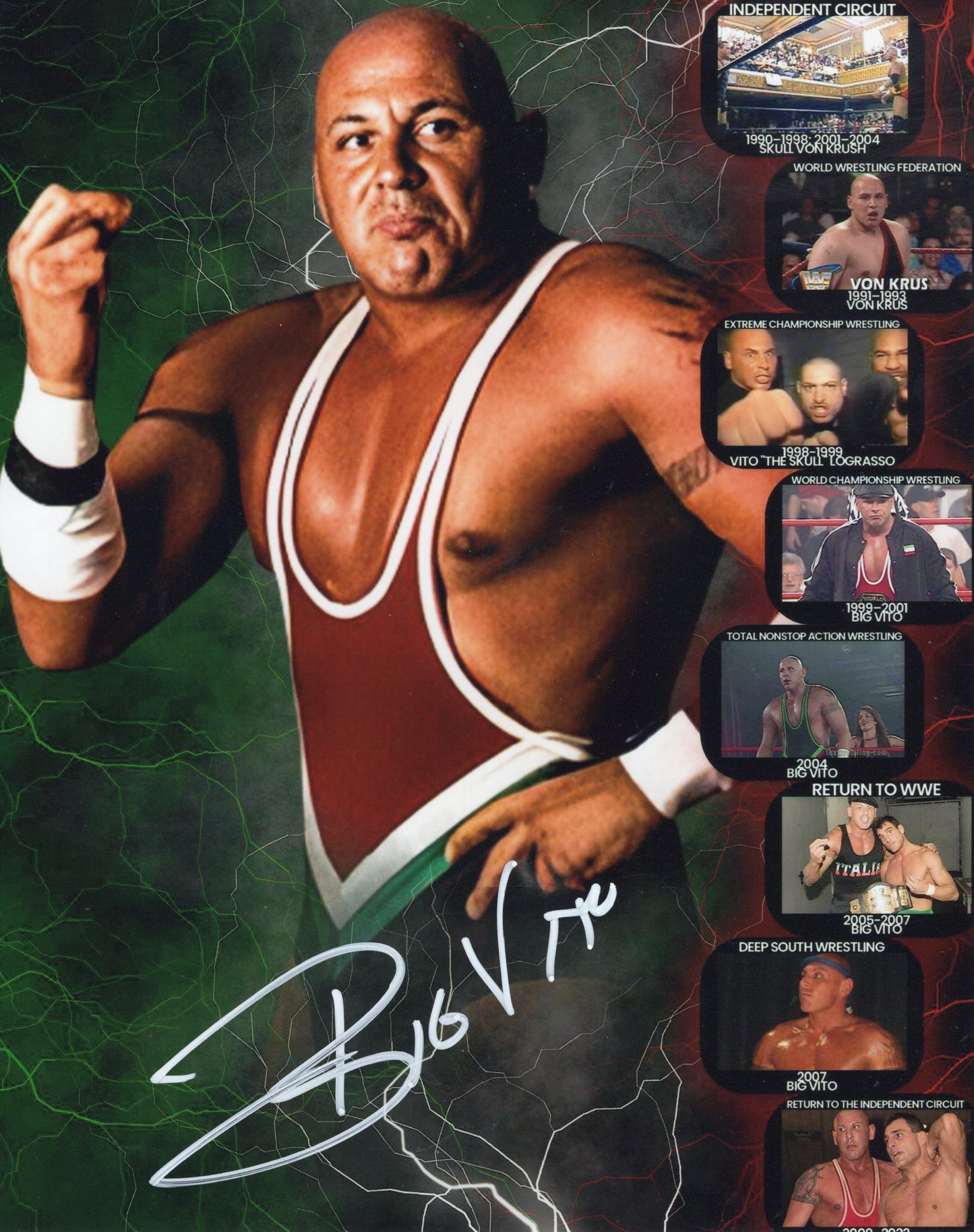 Big Vito (8x10) ECW WCW TNA photo signed auto autographed