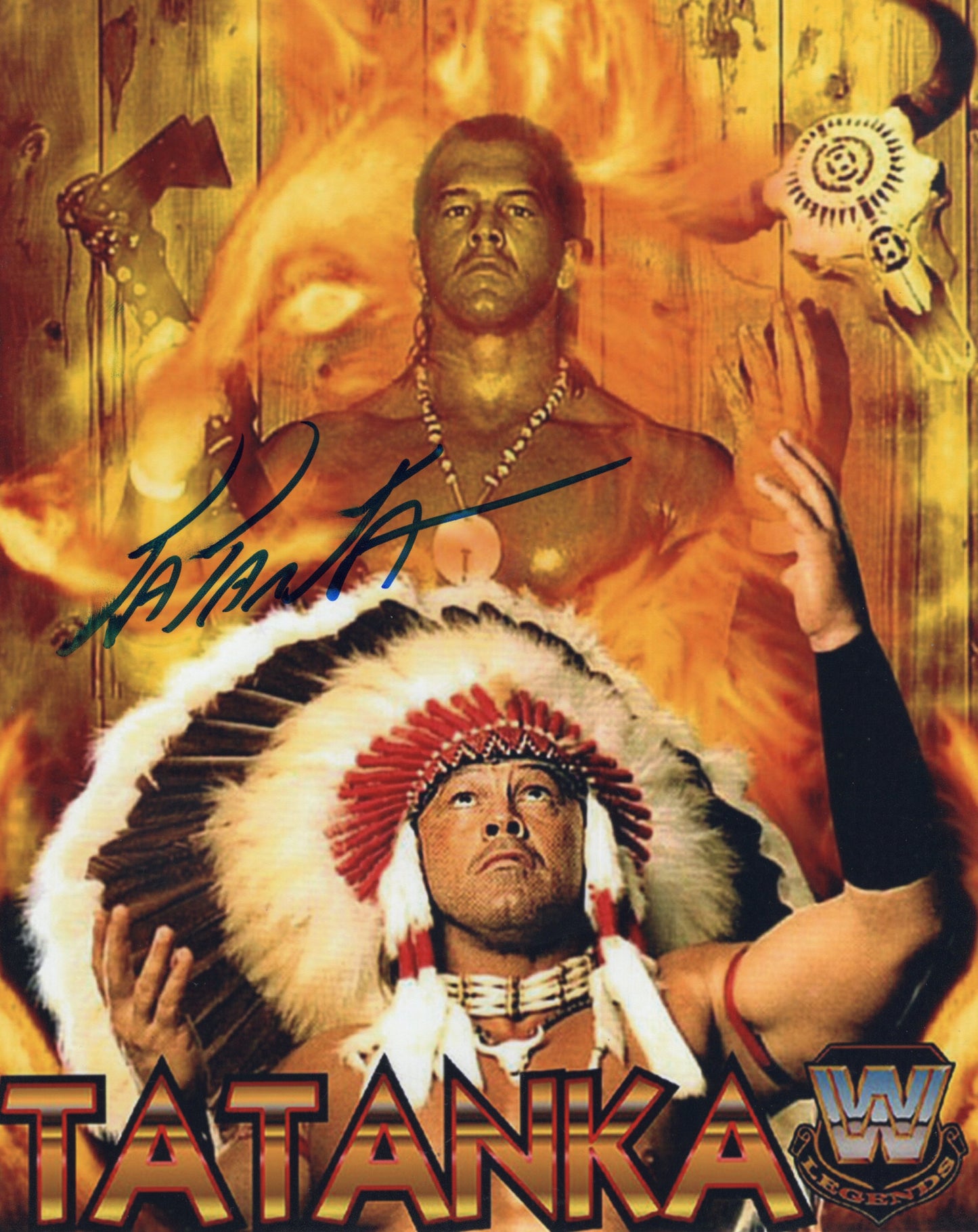 Tatanka 8x10 photo signed auto autographed WWF