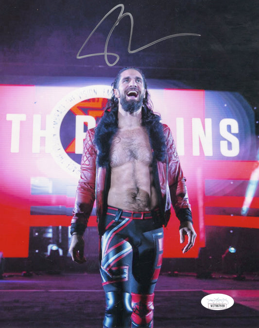 Seth Rollins (metallic 8x10 photo) JSA COA FUNHOUSE METALLIC WWE autographed