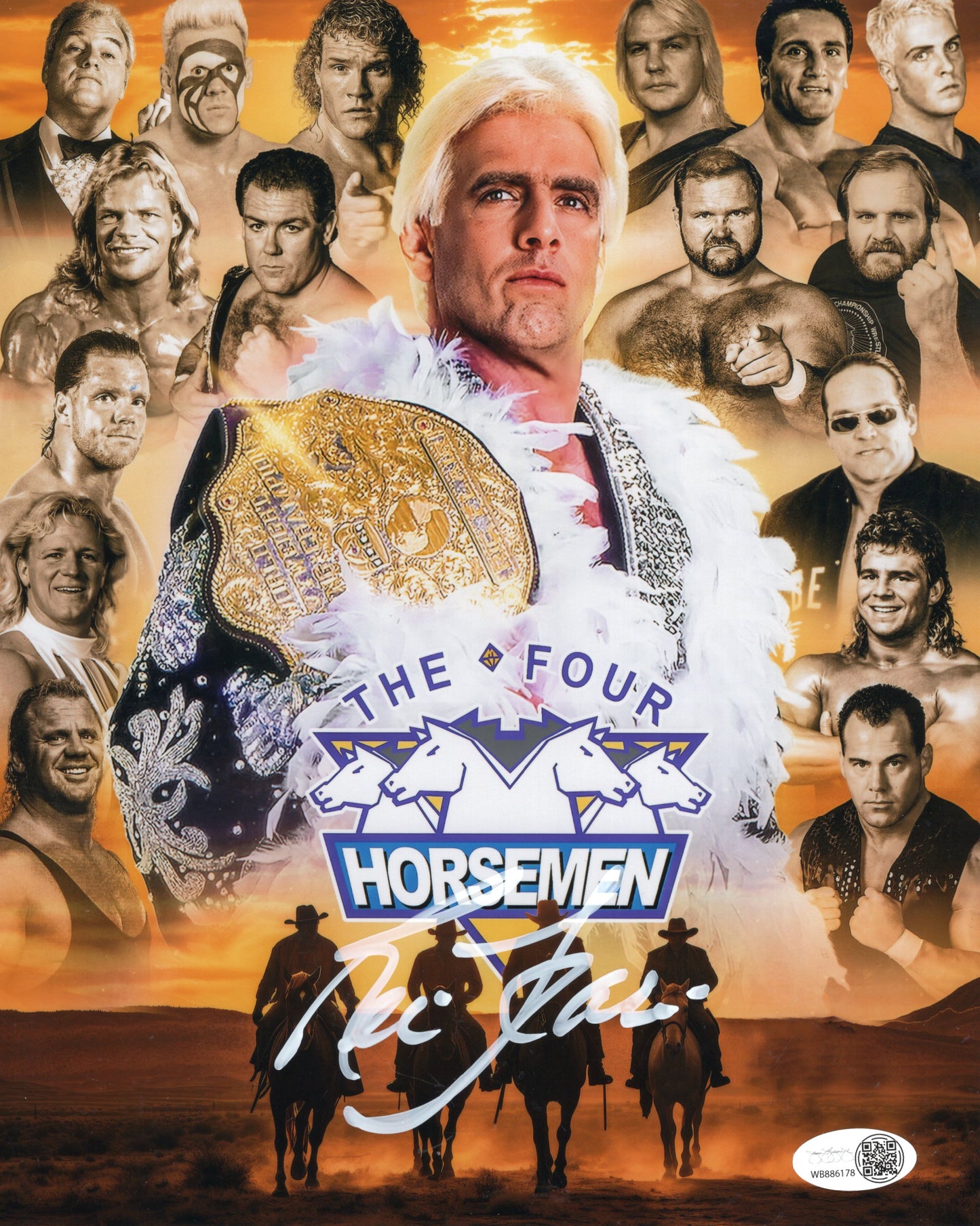 Ric Flair (8x10 metallic) jsa coa photo signed autographed WWE funhouse