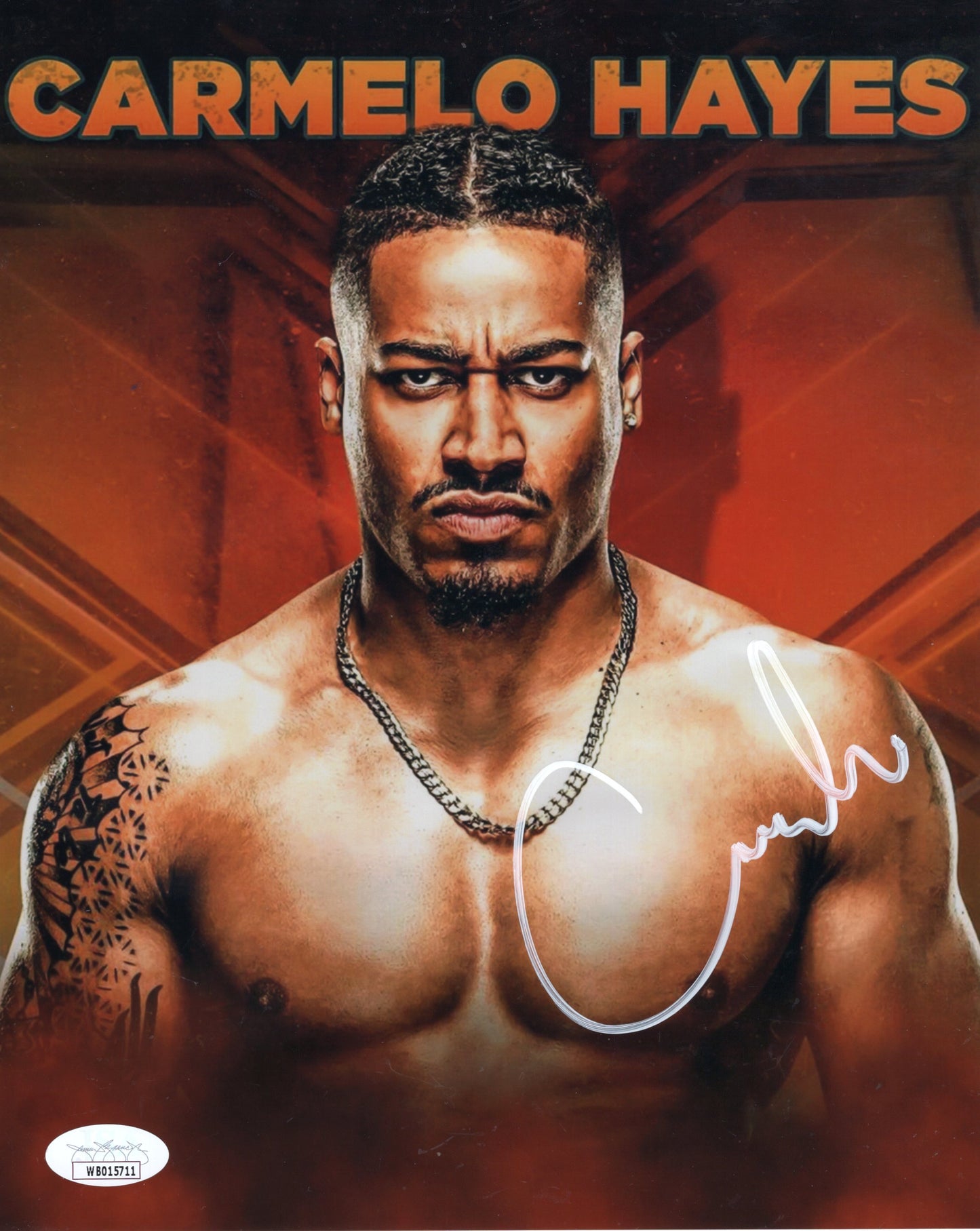 Carmelo Hayes (metallic 8x10) funhouse WWE JSA COA photo signed auto autographed