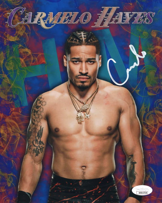 Carmelo Hayes (metallic 8x10) funhouse WWE JSA COA photo signed auto autographed