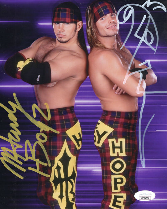 Jeff Matt Hardy Boyz JSA COA (8x10) Metallic AEW WWE TNA photo signed autographed