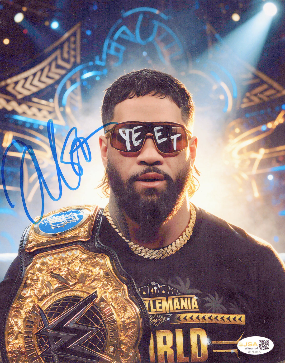 Jey Uso (metallic 8x10 photo) JSA COA FUNHOUSE METALLIC WWE autographed